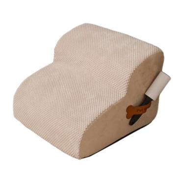 Imagem de Ｂｅｓｇａ Escadas de cachorro para cães pequenos escada de estimação de estimação 2 etapas com carpete lavável, rampa de cão de cão leve para cães para cães, Bege