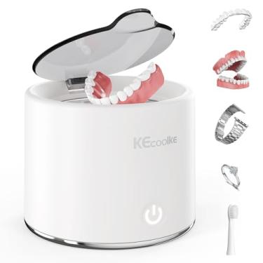 Imagem de KECOOLKE- Limpador ultrassônico de joias, limpador sônico de 200 ml com temporizador digital para óculos, anéis, moedas, prata, solução de limpeza para presentes