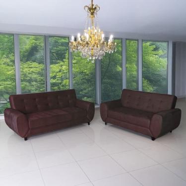 Imagem de Conjunto de Sofás 3 e 2 Lugares Cristal Marrom