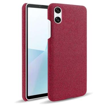 Imagem de Capa para SONY Xperia 10 VI,Capa desenhada em lona,Case Protetora Ultrafina com Empunhadura Macia,Design em Tecido Antichoque e Antiarranhões-Red