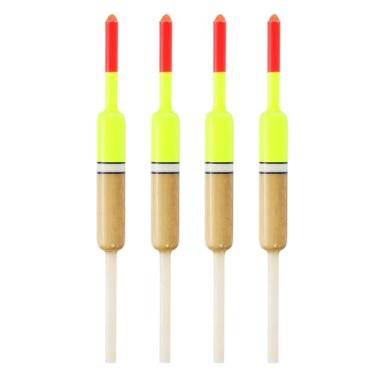 Imagem de PATIKIL Boias de pesca de 5 cm, pacote com 4 boias ovais, boias de pesca, acessórios de pesca com corpo flutuante de madeira balsa para equipamentos de pesca em água doce, vermelho/amarelo