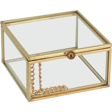 Imagem de PORTA JOIAS CAIXA ORGANIZADORA DECORATIVA VIDRO 4x8x8cm TRANSPARENTE