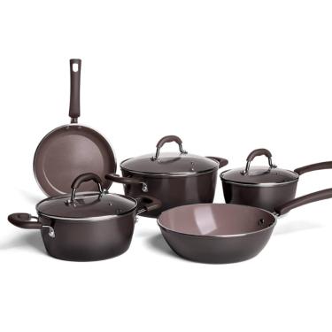 Imagem de Jogo de Panelas Brinox Antiaderente Ceramic Life 5 Peças Select com Indução Carbono - Carbono Brinox