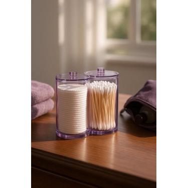 Imagem de Porta Objeto, Algodão e Cotonetes Organizador Acrílico  Design Moderno