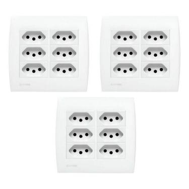 Imagem de Kit 3 Conjuntos 4X4 6 Tomadas 10A Soprano Siemens Ilus