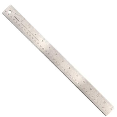 Imagem de Officemate Régua clássica de metal de aço inoxidável OIC, 38 cm com medidas métricas, prata, 38 cm C x 3,1 cm L (66612)