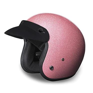 Imagem de Capacete de motocicleta Daytona Helmets Cruiser de rosto aberto - Flake de metal rosa 100% aprovado pelo DOTDaytona Helmets "Leading The Way In Quality Headgear" Large rosa DC7-P-L