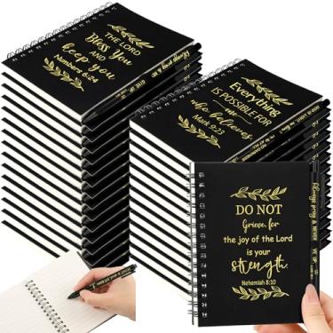 Imagem de Seajan Conjunto de 64 blocos de notas espirais pequenos para presente inspirador a granel mini diário espiral motivacional caderno de bolso com caneta voluntário bíblico presente de apreciação de funcionários para escritório escolar (Bíblia)