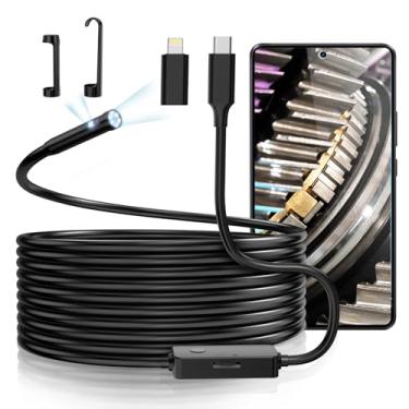 Imagem de Endoscópio de lente dupla AMTorin com boroscópio USB de 5 mm de diâmetro e 5 m de comprimento, suporta sistemas iOS e Android tipo-c e conexão de iluminação, sem necessidade de Wi-Fi ou carregamento