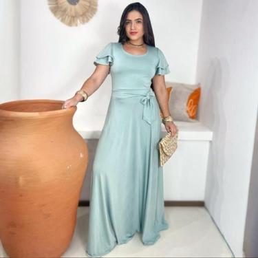 Imagem de Vestido Longo Suzana Moda Evangélica Feminina - Miss Flower, Verde, GG