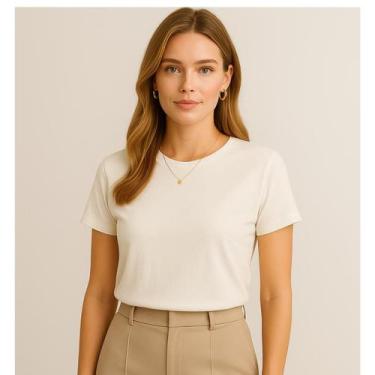 Imagem de Tshirt Feminina Camiseta Lisa sem Estampa, Manga curta, Gola Redonda, 
