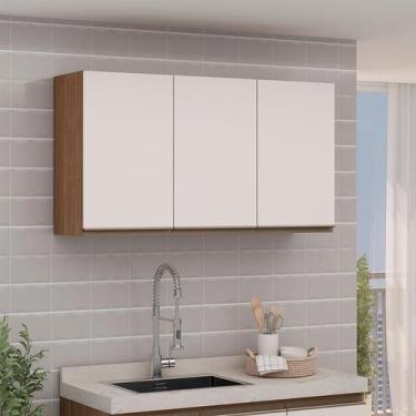 Imagem de Armário Aéreo Conecta 3 PT Ébano e Off White - GENIALFLEX