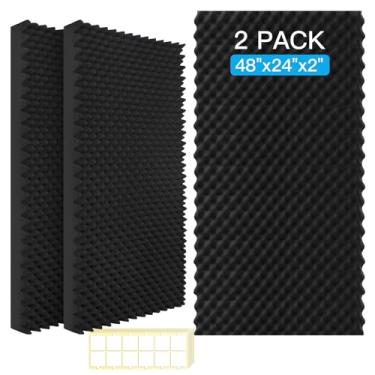 Imagem de Pacote com 2 painéis de espuma acústica, espuma de caixa de ovo de 121 x 61 cm, painéis de parede de espuma à prova de som, painel de espuma de estúdio, espuma de ruído à prova de fogo de alta