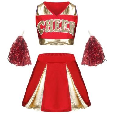 Imagem de AGCOAH Fantasia de líder de torcida para mulheres, fantasia de líder de torcida, fantasia de torcida para Halloween, cosplay, vestido vermelho, GG
