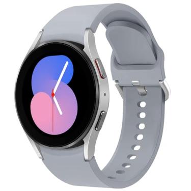 Imagem de KIMAIXA Compatível com Samsung Galaxy Watch 5 de 40 mm e 44 mm/5 Pro 45 mm/4 44 mm e 40 mm/Galaxy Watch 4 Classic 42 mm e 46 mm, pulseira esportiva de silicone macio para mulheres e homens, pulseira de substituição, branco antigo