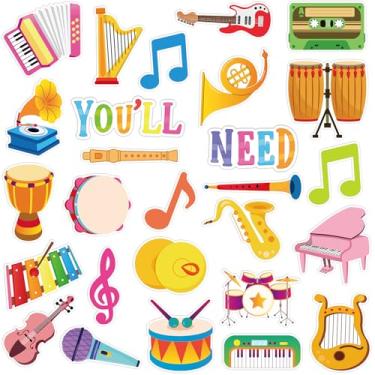 Imagem de QOUBAI 40 peças Você vai precisar de ímãs de música materiais de sala de aula professor estudante primário deve ter ferramenta de ensino educacional magnética quadro branco decorações de geladeira