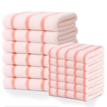Imagem de Arrozon Conjunto de 12 peças de toalhas de cozinha e panos de prato rosa, pano de limpeza de microfibra, panos de prato para lavar pratos, toalha de secagem para cozinha, panos de mão com laços para