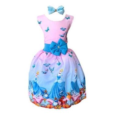 Imagem de Vestido Infantil Temático Cinderela Cindi Luxo Regata - Pequenos Encan