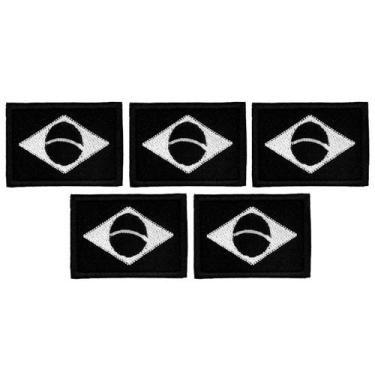 Imagem de Kit 5 Patch Bandeira do Brasil Preta e Branca 5x3,5cm - 77 Esportes