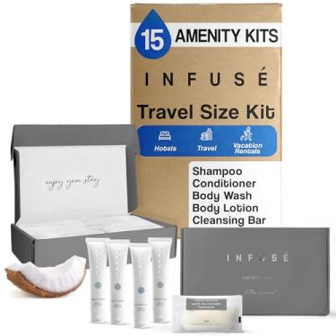 Imagem de Terra Pure Kit De Amenidades Infuse, Artigos Higiene Pessoal A Granel Para Hotéis, Xampu 1 Oz, Condicionador, Loção, Sabonete Líquido, Em Barra Limpeza Aluguel Férias Hotéis E 15 Conjuntos/Caixa