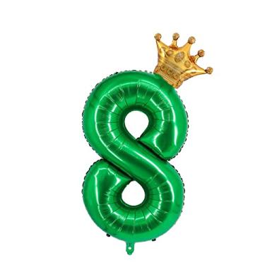 Imagem de hengximaoyi Balão Número 8 Coroa Verde Escuro De 40", Filme Alumínio Gigante, Balões Decoração Aniversário Anos Com Tema Selva, Artigos Para Festa Infantil E Chá Bebê (Escuro 8)