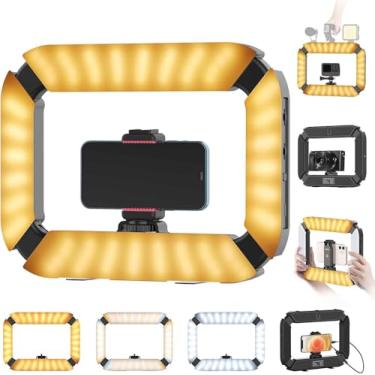 Imagem de ULANZI U200 Kit de vídeo para smartphone, estabilizador de vídeo selfie com luz anelar LED portátil para câmera, smartphone, Action Cam, YouTube, configuração, filmagem, maquiagem, vlogging