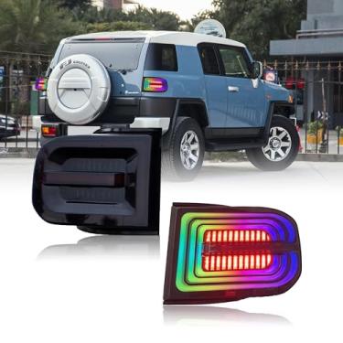 Imagem de Conjunto de luzes traseiras adequado para Toyota FJ Crusier 2007-2020 Luzes traseiras LED com partida dinâmica plug and play e fluxo de direção conjunto de luz traseira par faixa branca