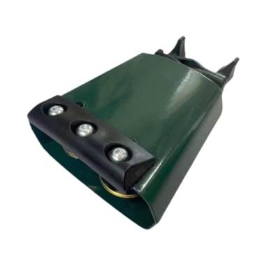 Imagem de Colaxi Cowbell Noise Maker, percussão manual, cowbell com tira de surdina, acessório para bateria, sino de vaca para animação festiva, Verde