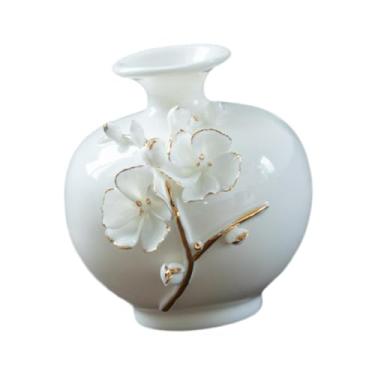 Imagem de Generic Vaso de cerâmica para flores, arranjo floral, versátil, tradicional, minimalista, estético, vaso de plantas para decoração de centros de mesa, Branco