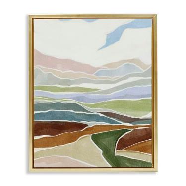 Imagem de Stupell Industries Southwestern Canyon Design de arte de parede em tela flutuante dourada com listras robustas por Nikita Jariwala, 25 x 31
