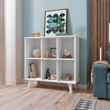 Imagem de Estante Organizadora De Livros Com 6 Nichos Modelo Panamá Branco