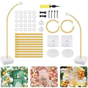Imagem de LELEAN Balloon Arch Stand Kit 8.3FT & 6.4FT - Free Bending Top Half Arch Stand with Heavy Base, Extra-Long Balloon Frame for Floor/Wall Decor, Birthday Wedding Party Backdrop