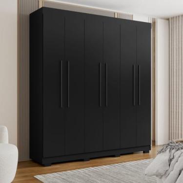 Imagem de Guarda Roupa Casal 2m 6 Portas 4 Gavetas Porto Bello Preto - Rud Rack