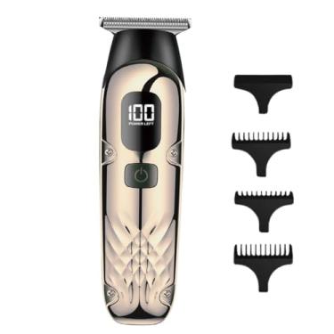 Imagem de Máquina de Cortar Cabelo Profissional, Barbeador, Sem Fio, Recarregável USB, com Visor LCD, Lâmina de Titânio