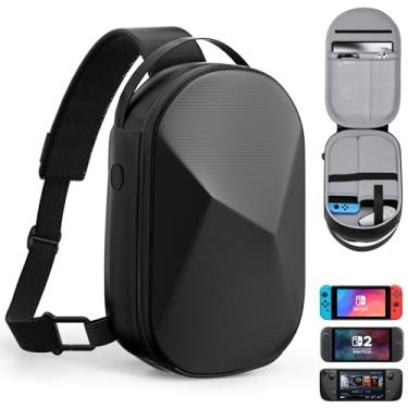 Imagem de ANNAPRO Maleta de transporte para Switch/Steam Deck/Steam Deck OLED/Legion Go/ROG Ally/PlayStation Portal, bolsa protetora de viagem rígida para adaptador AC, estação de acoplamento, console Steam Deck e acessórios