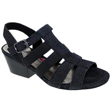 Imagem de Ros Hommerson Sandália feminina Wish 67024 de couro, Black/Denim, 9 X-Wide