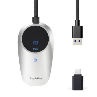 Imagem de Adaptador CarPlay sem fio para Apple com tela de LED atualização 2025, adaptador Plug & Play Convert Wired para Apple Wireless CarPlay Dongle para iPhone CarPlay para iOS 10+ e carros de 2015+ (prata