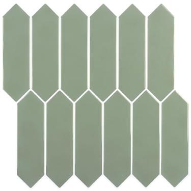 Imagem de CHIHUT 30,5 x 30,5 cm, hexágono, verde, para cozinha, 16 folhas, autoadesivo, impermeável, respingos, para banheiro, lavanderia, vinil, removível, decorativo, azulejo de metrô