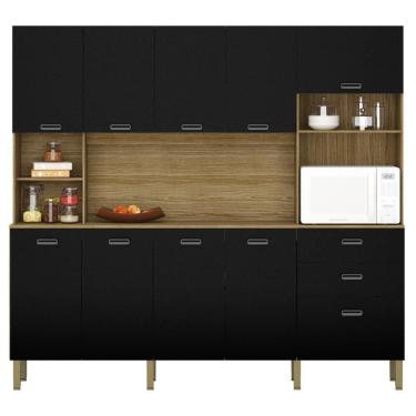 Imagem de Armário De Cozinha Completo 10 Portas Sófia Freijó Nero