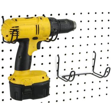 Imagem de Right Arrange Suporte de broca Pegboard, pacote com 2 - preto, aço - ganchos para qualquer placa de pinos - acessório de organização de quadro de fixação - Adicione ao quadro de fixação em seu galpão