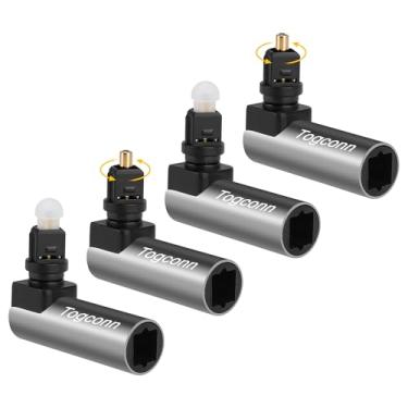 Imagem de Adaptador de extensão digital de fibra óptica de 90 graus, pacote com 4, conversor de conector S/PDIF Toslink de áudio óptico macho para fêmea S/PDIF, extensor em forma de L compatível com barra de