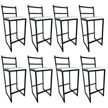 Imagem de Kit 8 Banqueta para Balcão Festas Cozinha Área Externa Alta Lisboa Ass