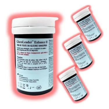Imagem de 200 Tiras Glicemia Glucoleader Enhance Fitas Glicose Diabete