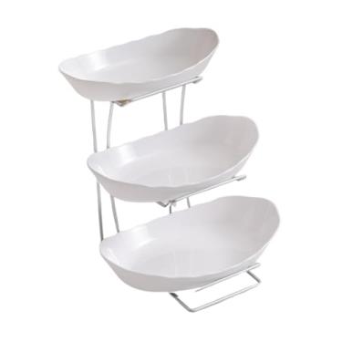 Imagem de Ｂｅｓｇａ Tigela de frutas para balcão de cozinha, cesta de frutas em camadas, decoração, tigela de servir multicamadas com suporte de metal para doces, Prateleira Prateada de 3 Níveis