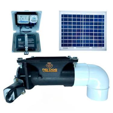 Imagem de Mecanismo Dosador de Ração para Peixes Carpas com Kit Solar IP65, Alimentador Automático para Tilápia Alevinos, Comedouro Profissional Robusto para Tanque Açude Represa