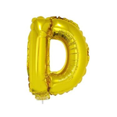 Imagem de Balão Metalizado 16" Funny Letra D Dourado com Suporte, UNICA