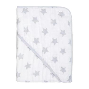 Imagem de Toalha com Capuz para Bebê – 100% Algodão Forrada com Fralda Soft – Alta Absorção – Estampas Variadas – 80x80 cm – Loja Era Uma Vez (Star Cinza, Padrão)
