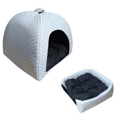 Imagem de Cama Pet 2x1 Casinha Cabana Toca Iglu Cães Gato Chevron G