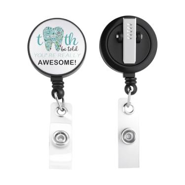 Imagem de AKTAP Presentes de dentista molinete de crachá dentário retráteis acessórios de assistente de dentista presentes dente seja dito que você é realmente incrível (crachá ooth Be Told)