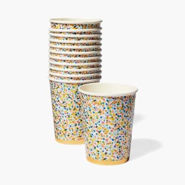Imagem de RIFLE PAPER CO. Copos de bolo de aniversário de 236 ml, conjunto de 12, design peculiar de bolo de aniversário, perfeito para festas e celebrações, utensílios de bebida duráveis e elegantes para